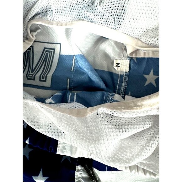 Mens USA Shorts Stars & Stripes Navy Blue & White Medium Swim Trunks Casual - Picture 15 of 15